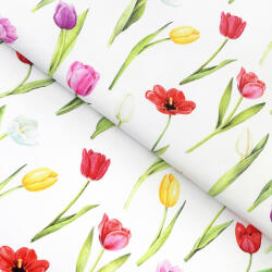 Goldea teflon szövet terítőknek - színes tulipánok 160 cm