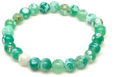R. M. ékszer Zöld-fehér foltos achát golyós gyerek ásvány karkötő 6mm (060502)