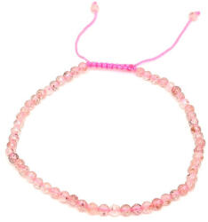 R. M. ékszer Fazettált eperkvarc golyós ásvány karkötő csúszócsomóval 4-5mm (060385)