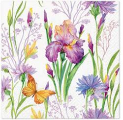  Szalvéta 20Db, Iris With Butterfly 33X33 Cm