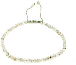 R. M. ékszer Fazettált prehnit golyós ásvány karkötő csúszócsomóval 4-5mm (060394)