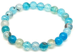 R. M. ékszer Világoskék tűz achát golyós gyerek ásvány karkötő 6mm (060501)