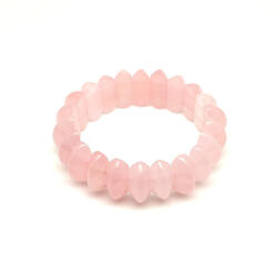 R. M. ékszer Rózsakvarc felezett korong ásvány karkötő 22×9mm (060476)