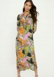 Oasis Miadxi Többszínű Egyenes Ruha , Hosszú Ujjú, Gombos Ruha Oasis Xs