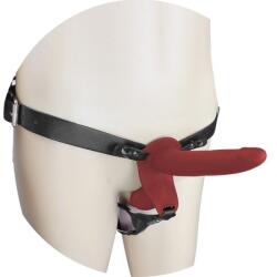 Passion Labs Strap-on for Women, Remote Control, 10 Vibration Modes, Silicone, USB, Red