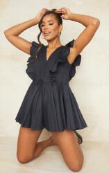 Prettylittlething Fekete Klasszikus Overál Megkötős Fodros Gombokkal Prettylittlething 36