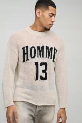 Boohooman Bézs Fonott Hosszú Ujjú Pulóver Átlátszó Boohooman Xs