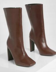 Boohoo Barna Klasszikus Magasszárú Csizma Magassarkú Oszlop Öko Bőr Cipzár Boohoo 39 (fzz38546)