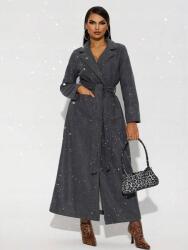 Shein Szürke Hosszú Klasszikus Átmeneti Kabát Hosszú Ujjú Öv Shein 38