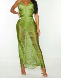 Prettylittlething Zöld Ruha Maxi Vállpántokkal Zsinóros V-nyakkivágással Prettylittlething 42