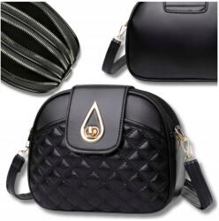 EdiBazzar Fekete városi bőr válltáska kis steppelt Ökológiai bőr (Torebka skórzana miejska na ramię mała)