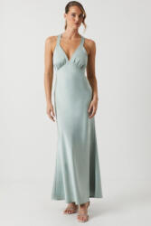 Oasis Zsályás Maxi Ruha Szatén Széles Vállpántokkal Nyitott Hátrész Oasis 38