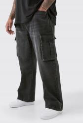 Boohooman Pamut Fekete Cargo Farmer Egyenes Szárú Zsebek Boohooman 54