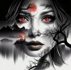 NORIMPEX - Puzzle Tablou Diamant: Femeie cu ochi roșii 30x40 cm - 1 - 39 piese