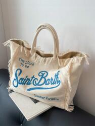 Shein Krémszínű Kézitáska Rojtokkal Kék Nyomott Mintás Zsebbel Shein Univerzális