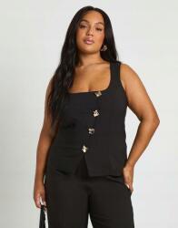 Boohoo Fekete Egysoros Mellény Széles Vállpántokkal Boohoo Gombokkal 50