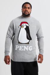 Boohooman Szürke Klasszikus Karácsonyi Pulóver Hosszú Ujjú Print Nyomtatás Boohooman 3XL