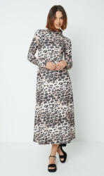 Oasis Bézs Klasszikus Midaxi Laza Ruha Állatmintás Hosszú Ujjú Oasis S