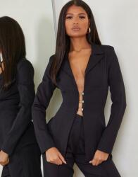 Prettylittlething Fekete Klasszikus Blézer Sima Nyitott Hát Prettylittlething 38