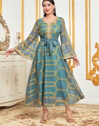 Shein Zöld Ruha Midaxi Bő Szabású Hosszú Ujjú Csíkos Hímzés Shein 44