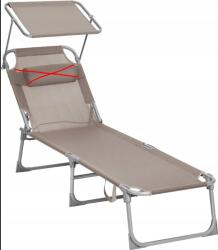 SONGMICS Napozóágy Fejtámla Nélkül, könnyű, összecsukható 53x193x29, 5cm 150kg bézs (GCB192B11)