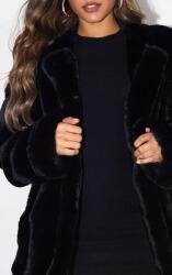 Prettylittlething Fekete Klasszikus Cipzáras Hosszú Ujjú Kabát Prettylittlething 44