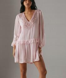 Warehouse Rózsaszín Chiffon Ruha Mini Hosszú Ujjú Gyöngyökkel Warehouse 38