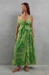 Warehouse Zöld Maxi Mintás Ruha Fodrókkal És Pántokkal Warehouse 38