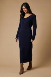 Oasis Tengerészkék Midaxi Kötött Ruha , Hosszú Ujjú, Fazonos, Oasis M Méretű