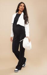 Prettylittlething Fekete Hosszú Fodros Rövid Ujjú Kismama Overál Prettylittlething 44