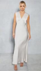 Oasis Szürke Szatén Ruha Maxi Kivágással A Háton V-nyakkivágás Oasis 42