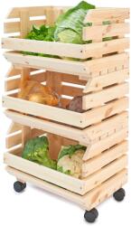 Pinus Zöldségtartó Állvány Fa Kerekes Babakocsi Konyhai Kamra Állvány 40x30 (5706.00)