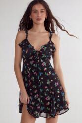 Nasty Gal Fekete Ruha Mini Bő Vállpántos Gyümölcs Mintás Nasty Gal 38