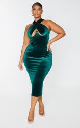 Prettylittlething Zöld Ruha MIDI Velúr Kivágás Prettylittlething 56