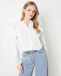 Oasis Fehér Klasszikus Egyenes Ing Hosszú Ujjú Fodros Gallér Oasis 34