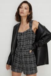 Oasis Fekete-fehér Rövid Tweed Overál Egyenes Vállpántokkal Oasis 40