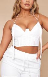 Prettylittlething Fehér Rövid Fűzős Felső Testhezálló Vállpántokkal Prettylittlething 40