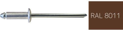 Koelner - Rawlplug Nyitott félgömbfejű húzószegecs 3, 2x8mm festett RAL8011 alumínium-acél - bakonykotoelem - 3 Ft