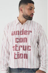 Boohooman Ekrü Hosszú Ujjú Ing Gombok Nyomott Feliratok Csíkok Boohooman 4XL