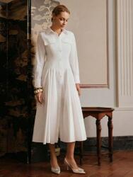 Shein Fehér Ruha Klasszikus Galléros Hosszú Ujjú Gombos Anewsta M