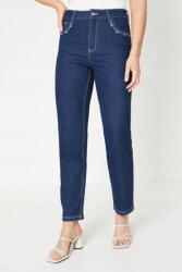 Oasis Farmer Nadrág Sötétkék Virágos Magas Derekú Egyenes Szárú Oasis 38