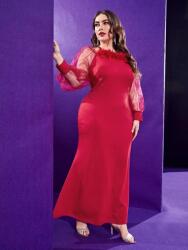 Shein Fekete Maxi Ruha Organza Egyenes Hosszú Ujjú Toll Shein 48