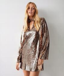 Warehouse Flitteres Ruha Mini Hosszú Ujjú V-nyakkivágással Fényes Warehouse 36