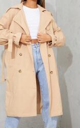 Prettylittlething Bézs Klasszikus Sima Hosszú Kabát Edző Öv Prettylittlething 32