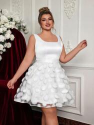 Shein Fehér Klasszikus Bő Szabású MIDI Ruha Káró Nyakkivágással Shein 46