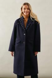 Wallis Klasszikus Sötétkék Oversize Kabát Kétsoros Díszítéssel Wallis 42