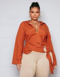 Prettylittlething Narancssárga Aszimmetrikus Hosszú Ujjú Ing Prettylittlething 48