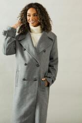Wallis Szürke Kabát Kétsoros Gombos Zsebekkel V-nyakú Sima Wallis M