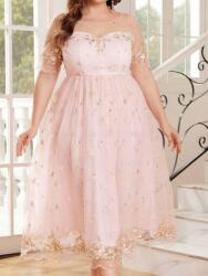 Shein Rózsaszín MIDI Hálós Bő Szabású Koktél Ruha Shein 50