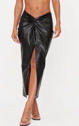 Prettylittlething Fekete Klasszikus MIDI Szoknya Öko Bőr Kivágással Prettylittlething 42